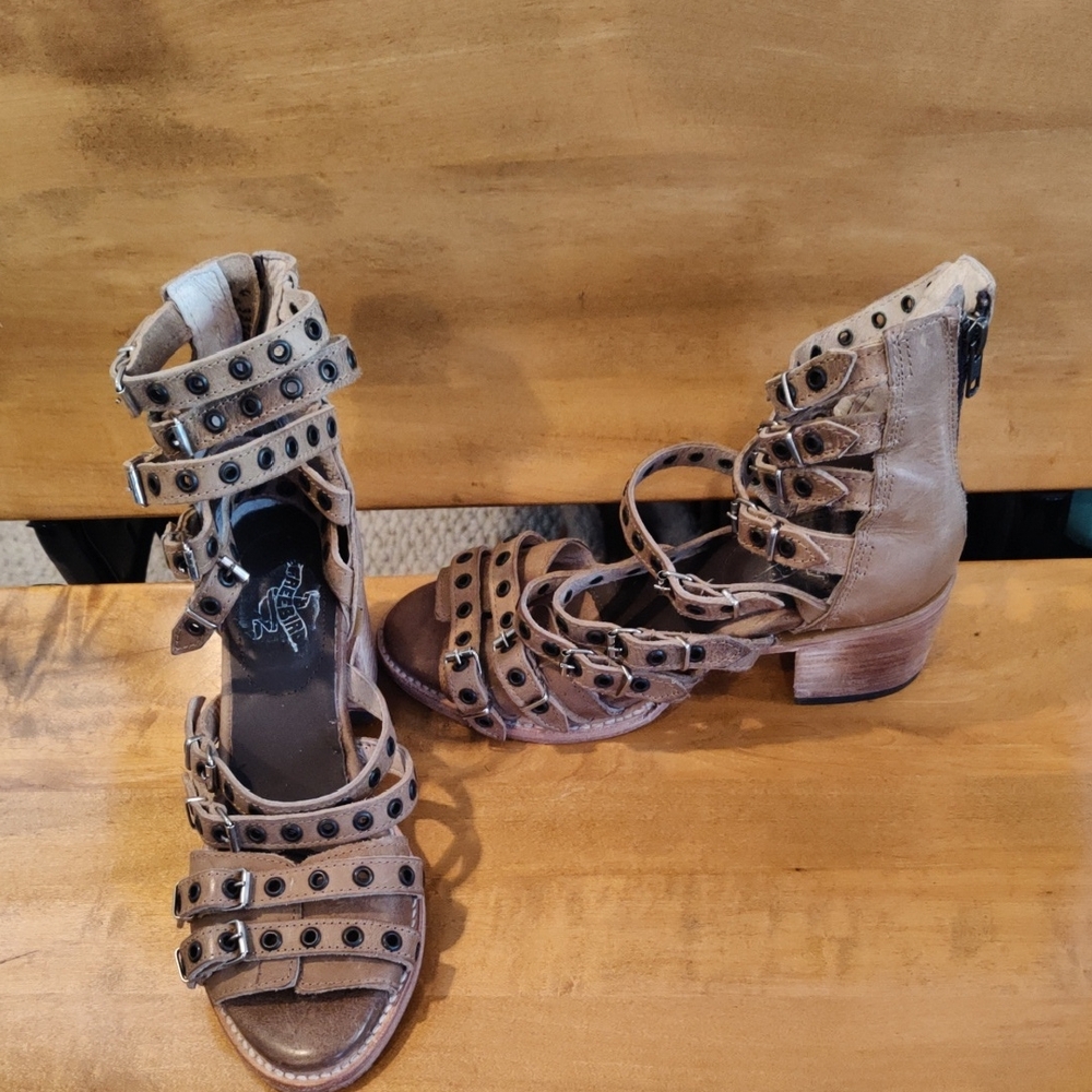 Freebird by Steven Taupe Studded Gladiator Sandals